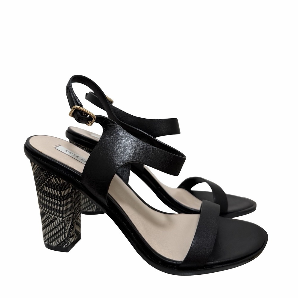 Cole Haan Womens Cambon Heeled Sandal Size 5.5 Black‎ Ankle Strap NWOB